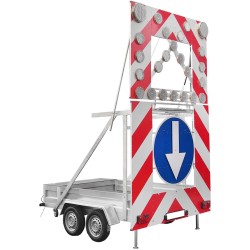 Remorca 2 AXE cu panou MARE de semnalizare si dirijare trafic 24 lampi LED U26a